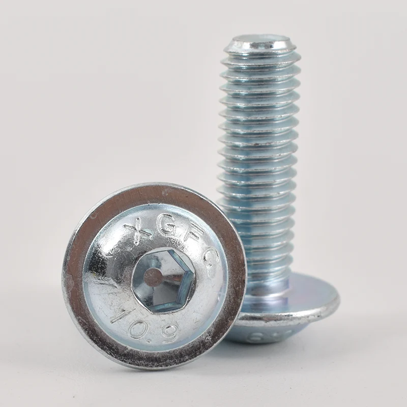 Vis de tête de bouton à douille hexagonale galvanisée avec col