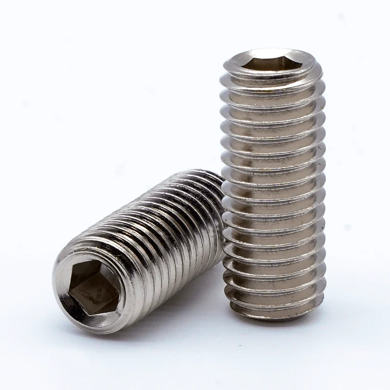 Vis de réglage de socket hexadécimal plaqué en nickel avec point de coupe